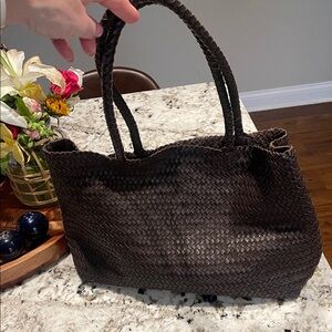 Madewell Woven Leather Tote in hard to find Coffee Bean